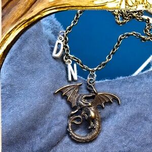 Silver and bronze toned Dungeons and Dragons Pendant Necklace Unique DND 19”long